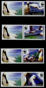Romania 4887-90 + labels MNH WWF, Birds