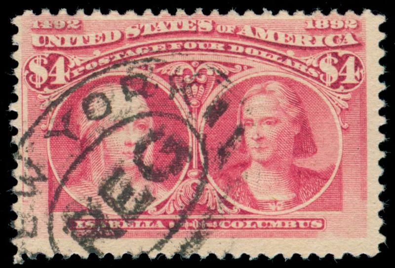 MOMEN: US STAMPS #244 USED $4 COLUMBIAN