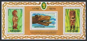 Aitutaki 160-162 gutter,162a,MNH.James Cook in Hawaii-200.Hawaiian Wood Figurine