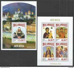 2013 Mozambique Russian Art Paintings Rublev Kb+Bl ** St2532