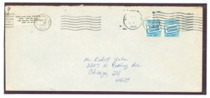 US 2005a 1983 Imperf pair on cover Lynwood, WA to Chicago, IL 3/18/83-Scarce used Non Philatelic on cover