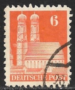 GERMANY 1948-51 6pf Orange P.11 US BRITISH ZONES Buildings Issue Sc 638 VFU