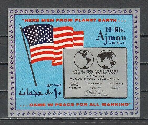 Ajman, Mi cat. 465, BL148. First Manned Landing on the Moon s/sheet. ^