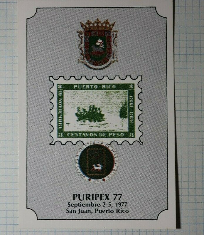 PURIPEX Exhibition San Juan Puerto Rico 1977 Philatelic Souvenir Ad Label