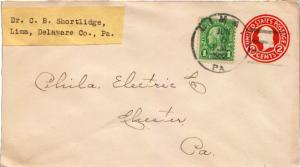 United States Pennsylvania Lima 1933 4c-bar  1832-1973  Postal Stationery Env...