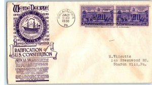 1938 Constitution Ratification 3c purple Sc 835-4 FDC with C. S. Anderson cachet
