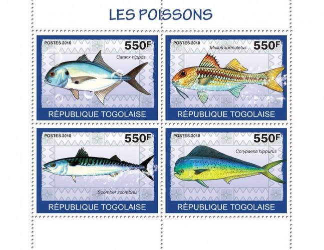 TOGO 2010 SHEET FISHES MARINE LIFE tg10112a