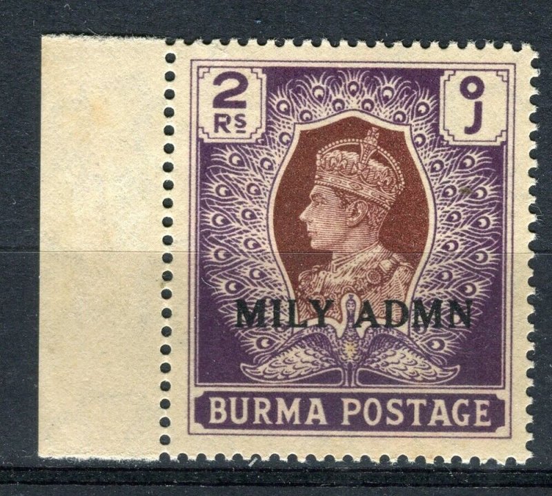 BURMA; 1945 early GVI ' MILY ADMIN ' Optd issue Mint hinged 2R. value 