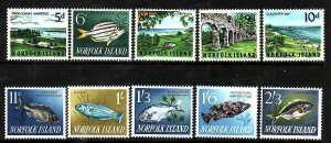 Norfolk Is.-Sc#49-60- id8-unused NH set-Fish-Marine Life-1962-4-