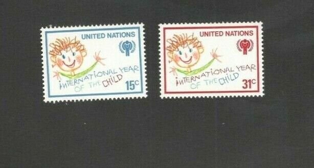 UN 310-311 Child & IYC Emblem Inscription Single Set Mint/nh (Free Shipping)