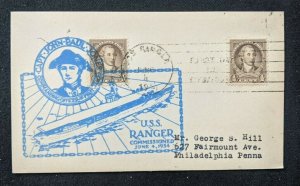 1941 USS Ranger Commissioned US Navy Cover to Philadelphia PA