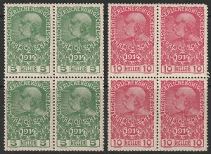 Austria 1914 Sc B1-2 set blocks MNH**