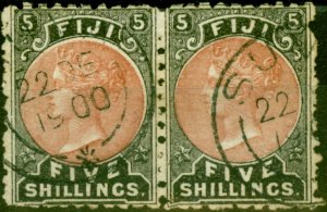 Fiji 1882 5s Dull Red & Black SG69 Fine Used Pair C.T.O