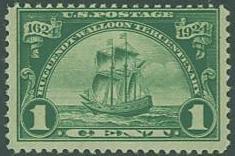 USA SC# 614 Huguenot-Wallon Ship 1c, MNH