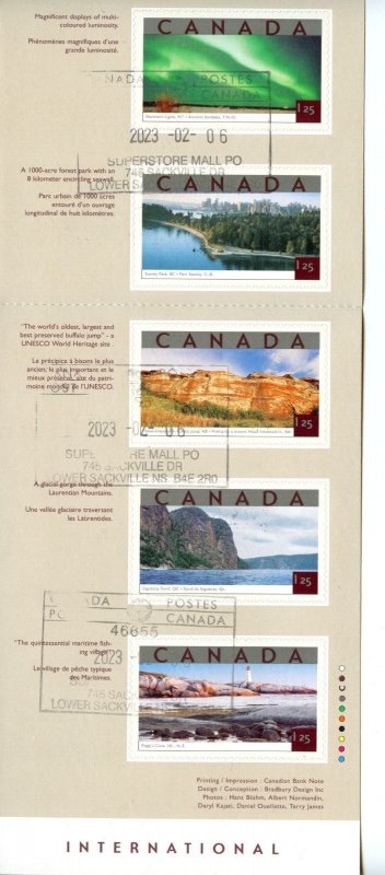 ? $1.25 x 5,  Intl. Tourist booklet U.S.  Souvenir Sheet used Canada