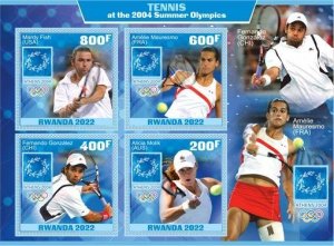 Stamps. Sports. Tennis. 2022 year 1+1 sheets perforated Rwanda