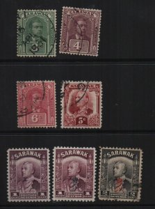 Sarawak 1928-1947 7 definitives mostly used