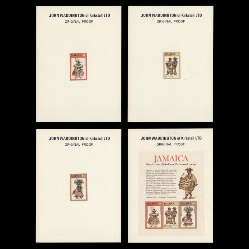 Jamaica 1976 Christmas original imperf proofs on presentation cards ✔️