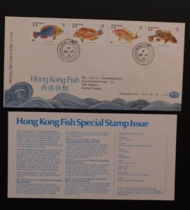 1981 Hong Kong First Day Cover FDC to Hague Netherlands Fish 1