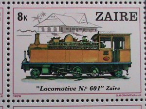 ZAIRE-1980 SC# 935-42-WORLD FAMOUS TRANIS-MNH IMPRINT BLOCK SET VERY FINE