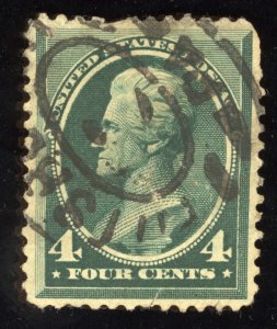 US Scott 211 Used 4c blue green Andrew Jackson Lot T982 bhmstamps