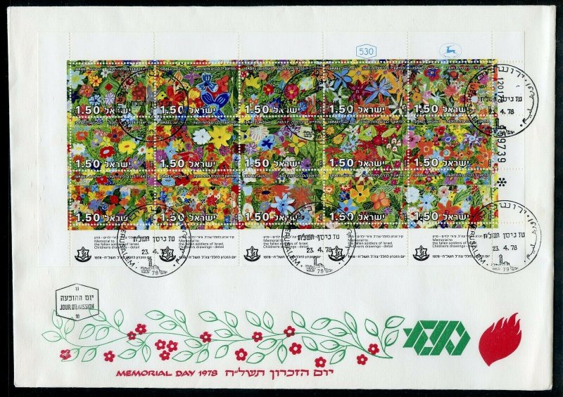ISRAEL 1979  MEMORIAL MINIATURE SHEET ON FIRST DAY COVER