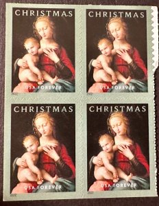 US # 5721 Christmas Virgin & Child block of 4 forever 2022 Mint NH