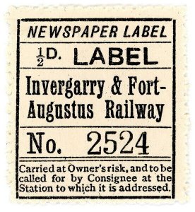 (I.B) Invergarry & Fort Augustus Railway : Newspaper Parcel ½d