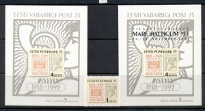 Estonia 1993 First Estonian Postage Stamp Anniv + 2xMS MUH