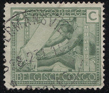 BELGIAN CONGO 1926 Sc 92 Used 20c  Weaving VF, Costermansville cancel