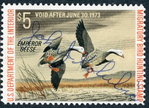 #RW39 – 1972 $5.00 Emperor Geese. Used.