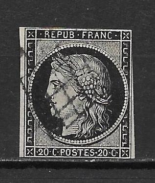 France 3 1849-50 20c Ceres single VG Used (z8)