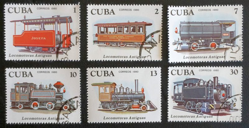 CUBA Sc# 2357-2362  TRAINS Locomotives CPL SET of 6    1980  used / cto