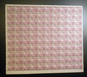 1933 Peace of 1783 Sc 727 full sheet of 100 select quality MNH 3c purple