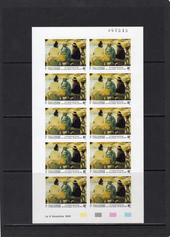 French Polynesia 1993 Sc# 629-32 Paintings/Music 4 Mini-Sheetlets Imperforated