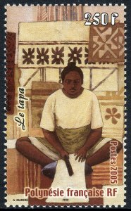 French Polynesia 891, MNH. Woman making Tapa cloth, 2005