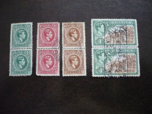 Stamps - Jamaica - Scott# 116-118,122 - Used Part Set of Vertical Pairs