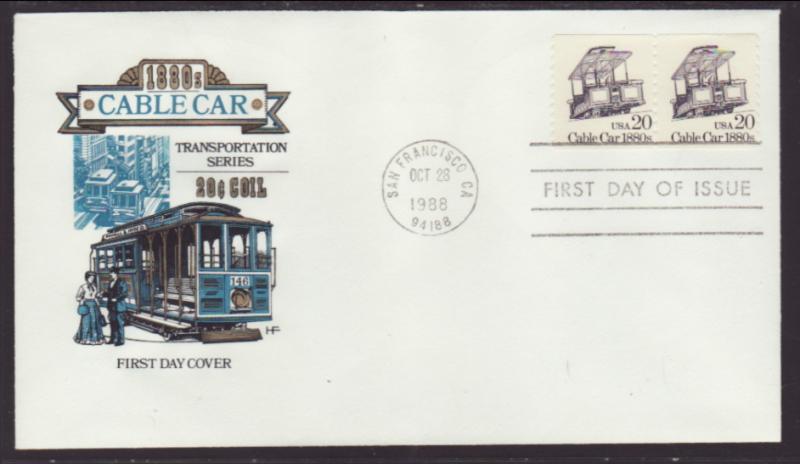 US 2263 Cable Car 1988 House Farnam U/A FDC
