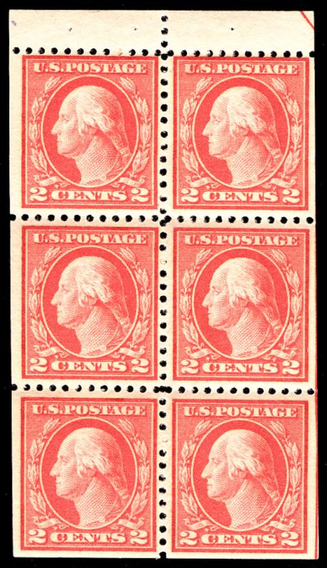 US #499e SUPERB mint never hinged, booklet pane, very nice, Rare this nice!