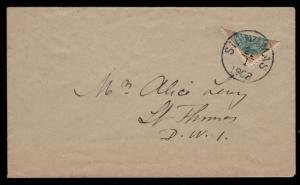 US Danish West Indies, #7 BISECT SCV $140,  Lovely fresh cover with 4c stamp ...