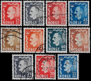 Norway 1950-52 Sc 310-17, 322-24 U vf sm flaws