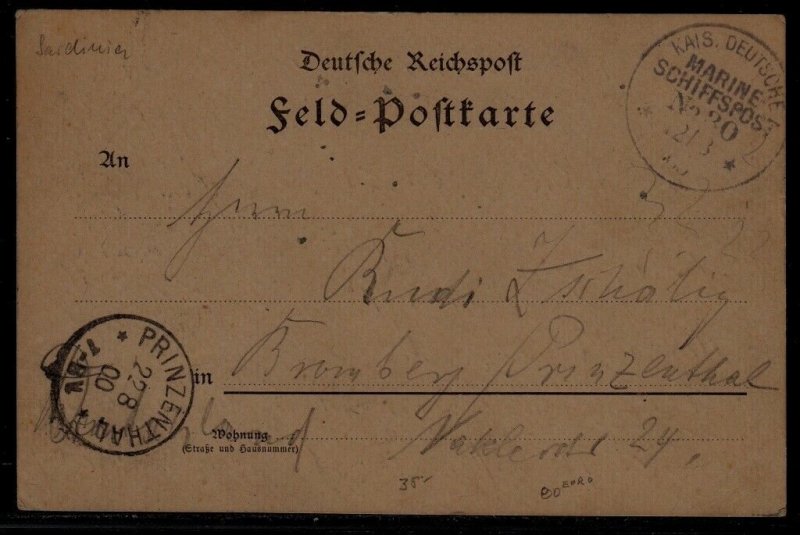 Germany card Marine schiffspost No.30, 12.8.00