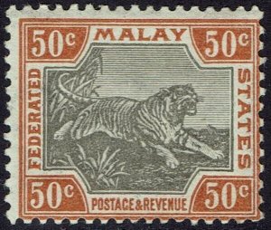 FEDERATE MALAY STATES 1900 TIGER 50C WMK CROWN CA