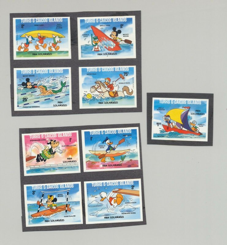 Turks & Caicos #619-628 Olympics, Disney 9v & 1v S/S Imperf Proofs