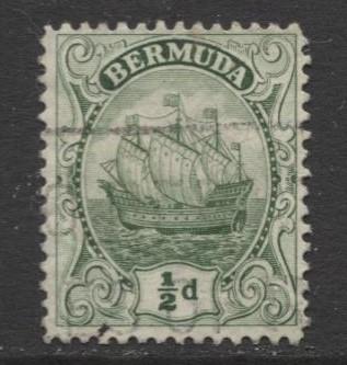 Bermuda - Scott 41 - Caravel - 1910 - FU- Single 1/2d Stamp