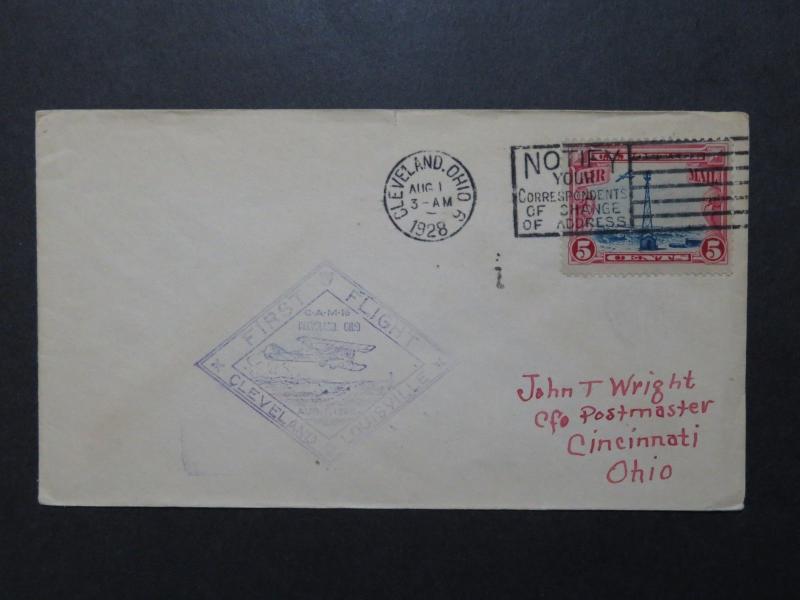 US 1928 Cleveland Oho First Flight Cover - Z8551