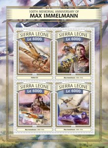 SIERRA LEONE - 2016 - Max Immelmann - Perf 4v Sheet - Mint Never Hinged