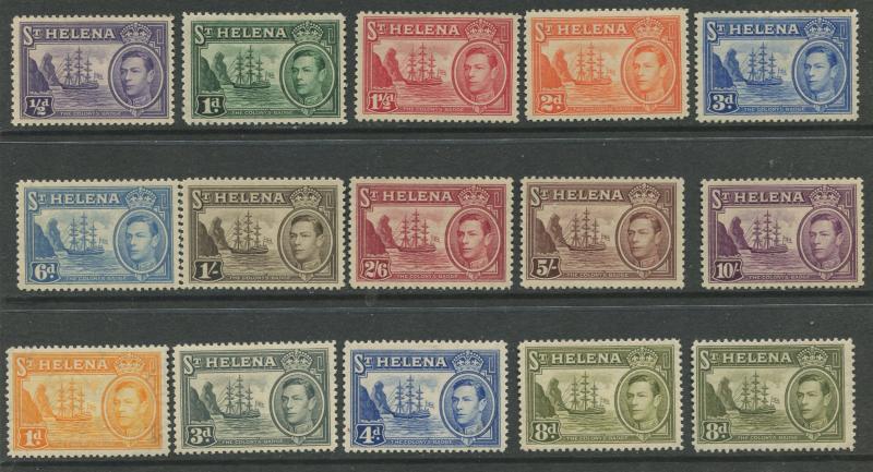 St.Helena - SG131-SG140 - KGVI Definitive -1938 - MLH - Set of 14 +1 Stamp