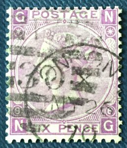 GB 1869 QV 6d without Hyphen Plate 8 W.33 Used SG#108 CV £190 GB5301