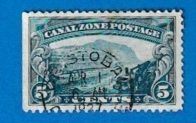 US CANAL ZONE SCOTT#107 1929 5c GAILLARD CUT - USED